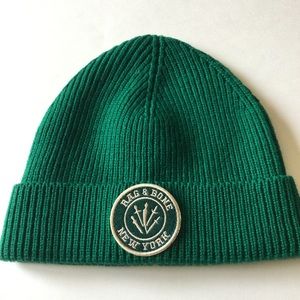 RAG AND BONE CHARLIE DAGGER BEANIE GREEN OS UNISEX NWT